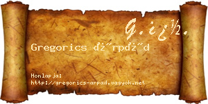 Gregorics Árpád névjegykártya