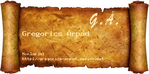 Gregorics Árpád névjegykártya